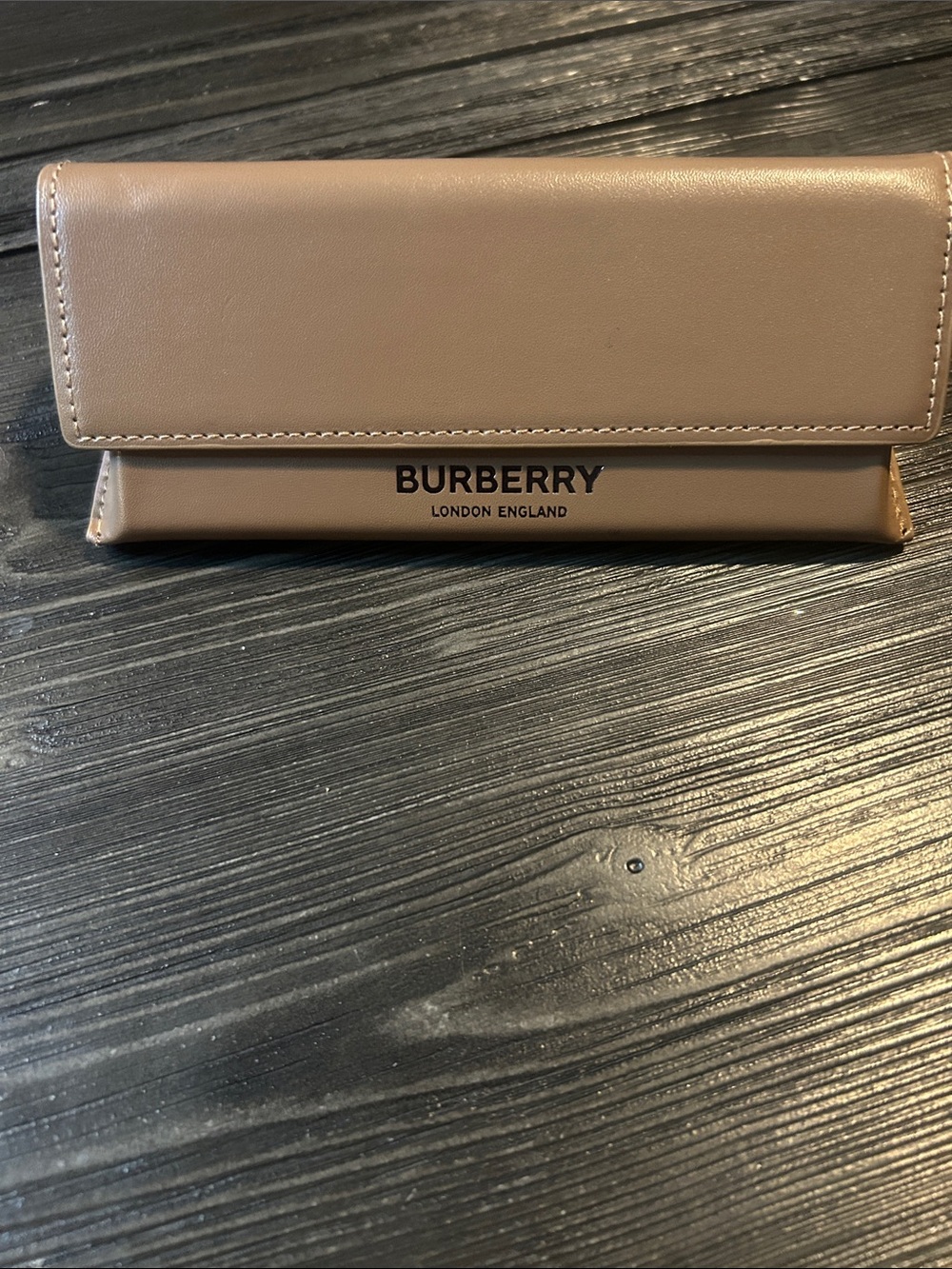 Burberry Tan Fold-Over Leather Eyewear Case
